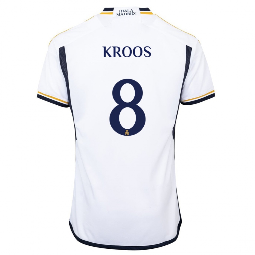 Niño Camiseta Toni Kroos #8 Blanco 1ª Equipación 2023/24 La Camisa Perú