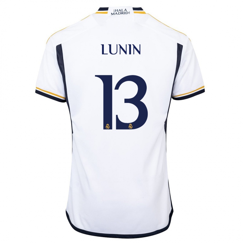 Niño Camiseta Andriy Lunin #13 Blanco 1ª Equipación 2023/24 La Camisa Perú