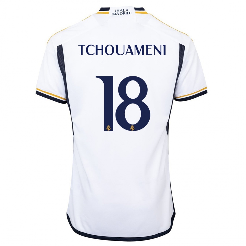 Niño Camiseta Aurelien Tchouameni #18 Blanco 1ª Equipación 2023/24 La Camisa Perú