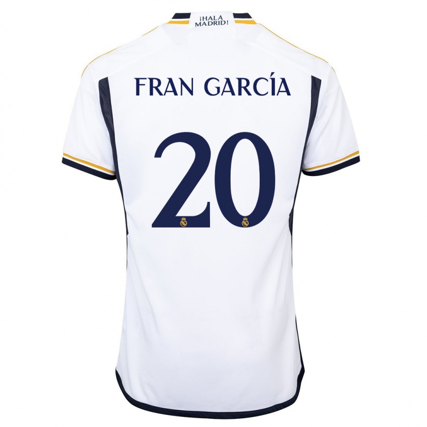 Niño Camiseta Fran García #20 Blanco 1ª Equipación 2023/24 La Camisa Perú