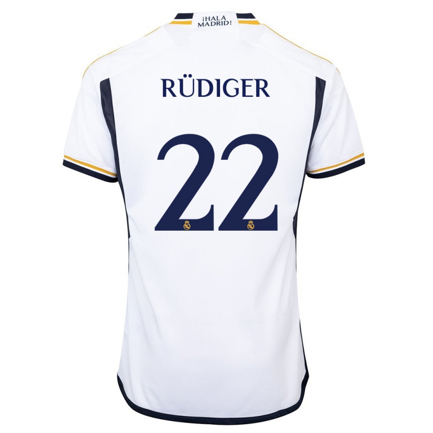 Niño Camiseta Antonio Rudiger #22 Blanco 1ª Equipación 2023/24 La Camisa Perú