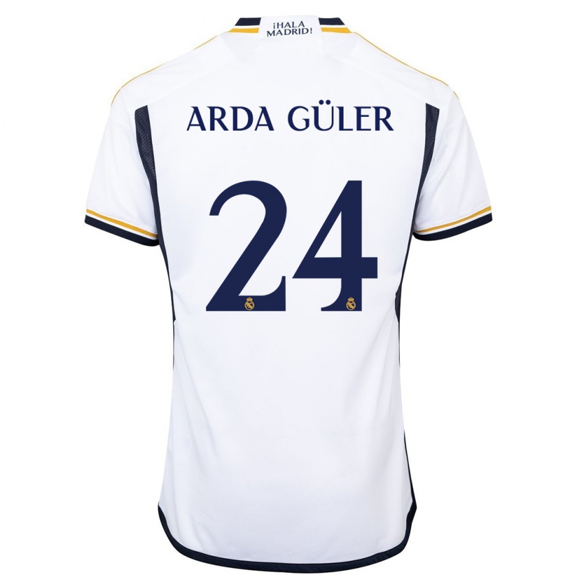 Niño Camiseta Arda Güler #24 Blanco 1ª Equipación 2023/24 La Camisa Perú