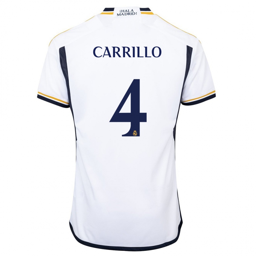 Niño Camiseta Alvaro Carrillo #4 Blanco 1ª Equipación 2023/24 La Camisa Perú