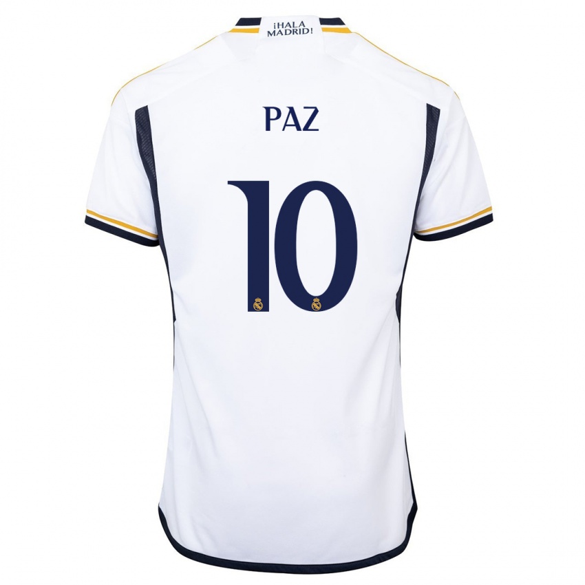 Niño Camiseta Nico Paz #10 Blanco 1ª Equipación 2023/24 La Camisa Perú