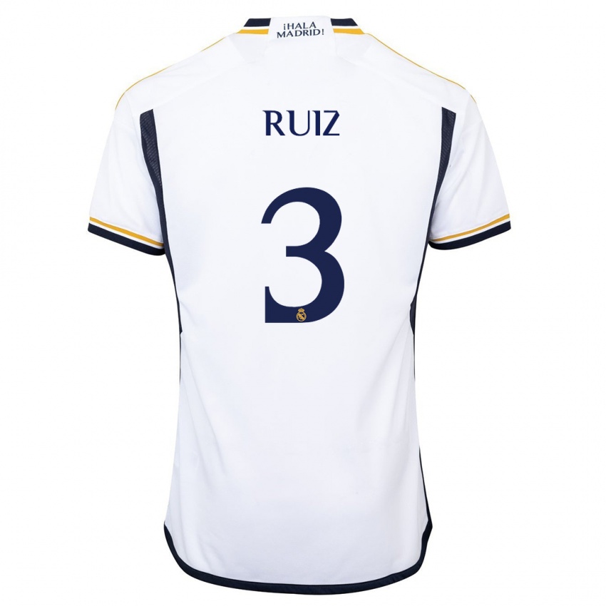 Niño Camiseta David Ruiz #3 Blanco 1ª Equipación 2023/24 La Camisa Perú