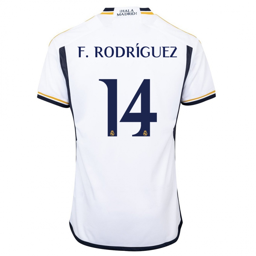 Niño Camiseta Fer Rodríguez #14 Blanco 1ª Equipación 2023/24 La Camisa Perú