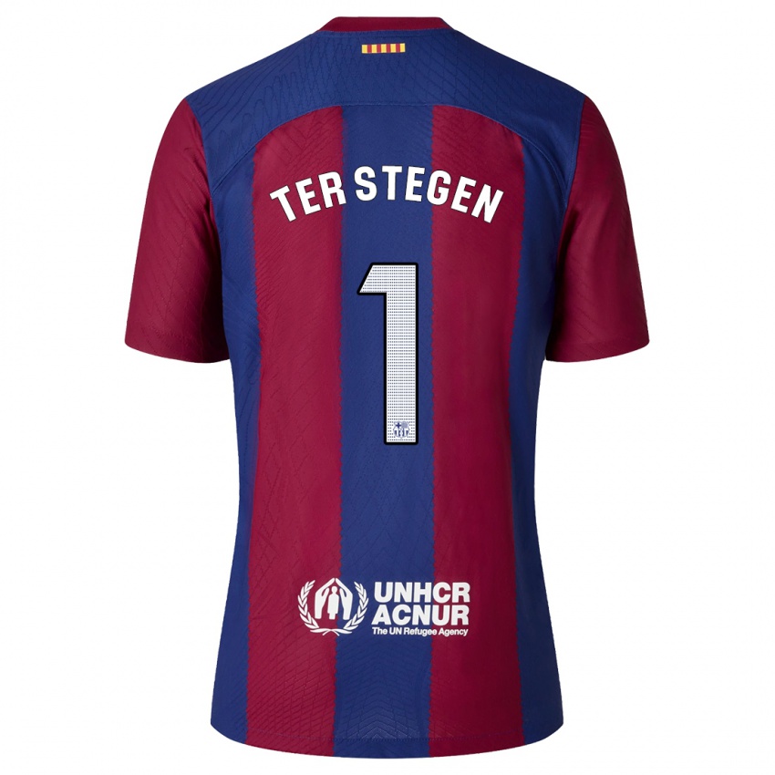 Niño Camiseta Marc-Andre Ter Stegen #1 Rojo Azul 1ª Equipación 2023/24 La Camisa Perú