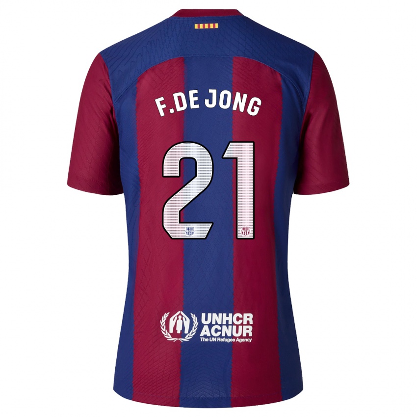 Niño Camiseta Frenkie De Jong #21 Rojo Azul 1ª Equipación 2023/24 La Camisa Perú