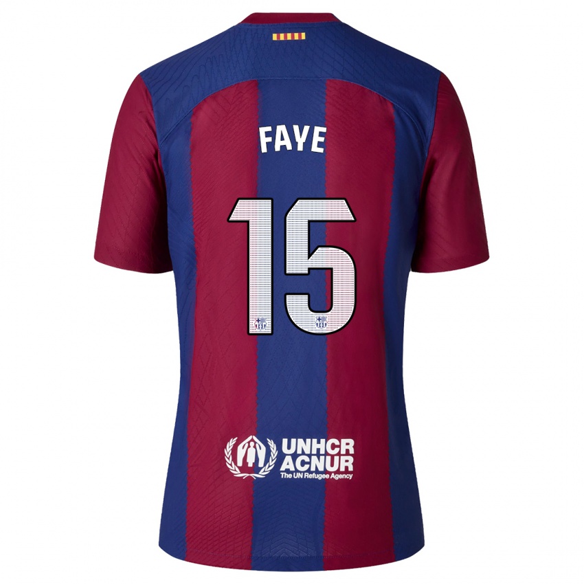 Niño Camiseta Mikayil Faye #15 Rojo Azul 1ª Equipación 2023/24 La Camisa Perú