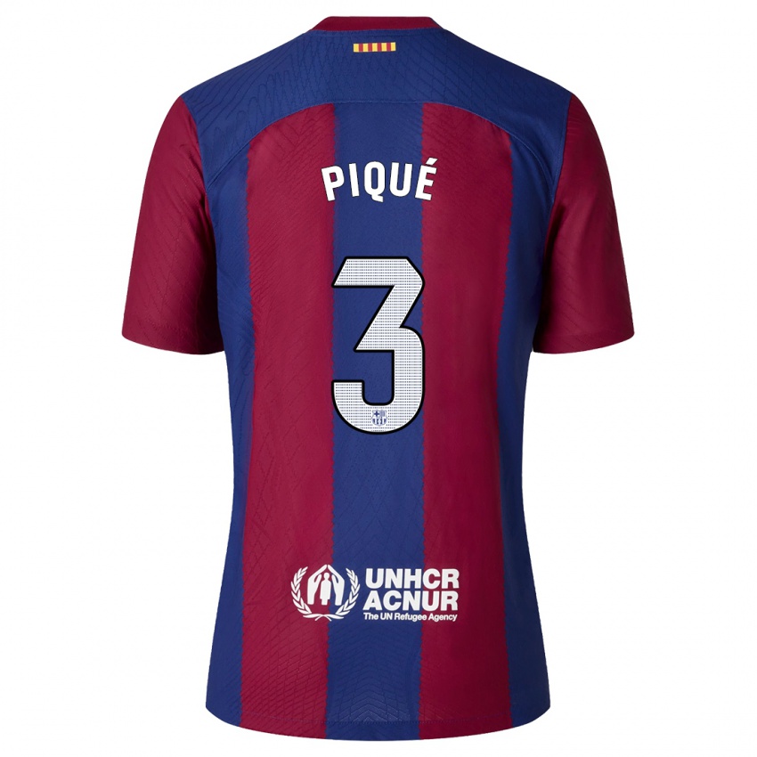 Niño Camiseta Gerard Piqué #3 Rojo Azul 1ª Equipación 2023/24 La Camisa Perú