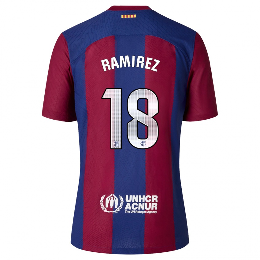 Niño Camiseta Emma Ramirez #18 Rojo Azul 1ª Equipación 2023/24 La Camisa Perú