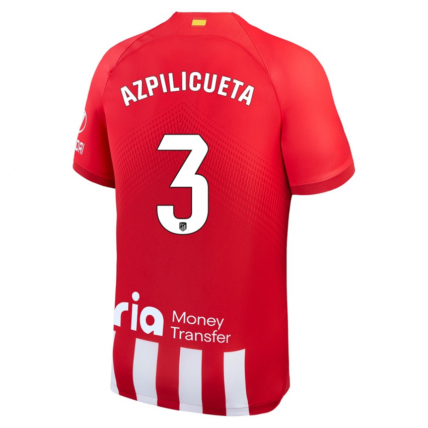 Niño Camiseta César Azpilicueta #3 Rojo Blanco 1ª Equipación 2023/24 La Camisa Perú