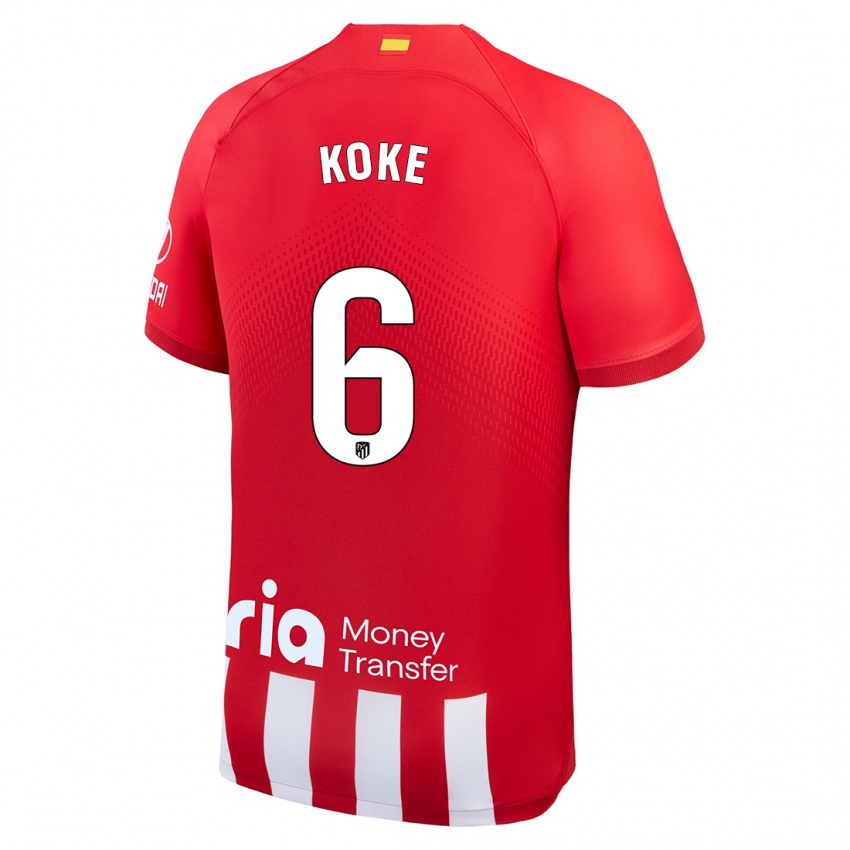 Niño Camiseta Koke #6 Rojo Blanco 1ª Equipación 2023/24 La Camisa Perú