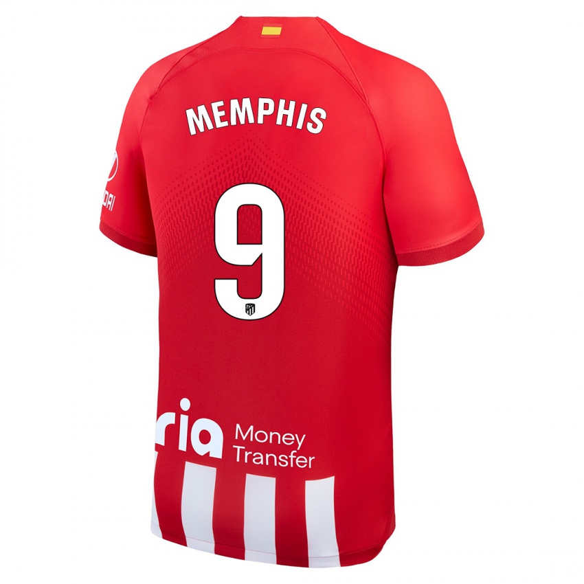 Niño Camiseta Memphis Depay #9 Rojo Blanco 1ª Equipación 2023/24 La Camisa Perú