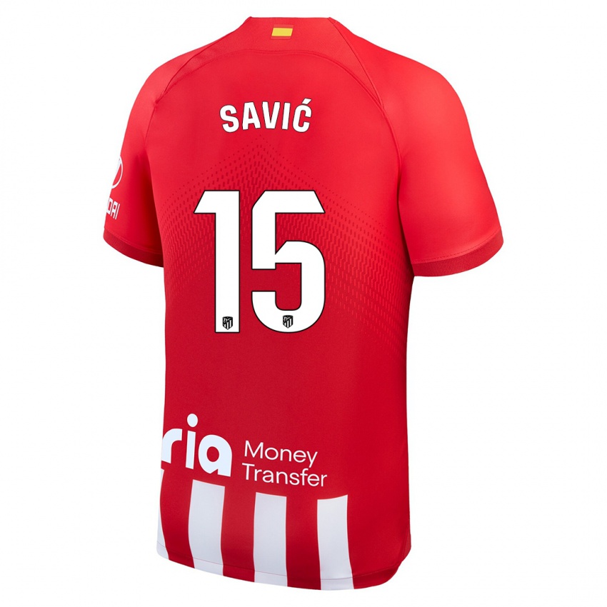 Niño Camiseta Stefan Savic #15 Rojo Blanco 1ª Equipación 2023/24 La Camisa Perú