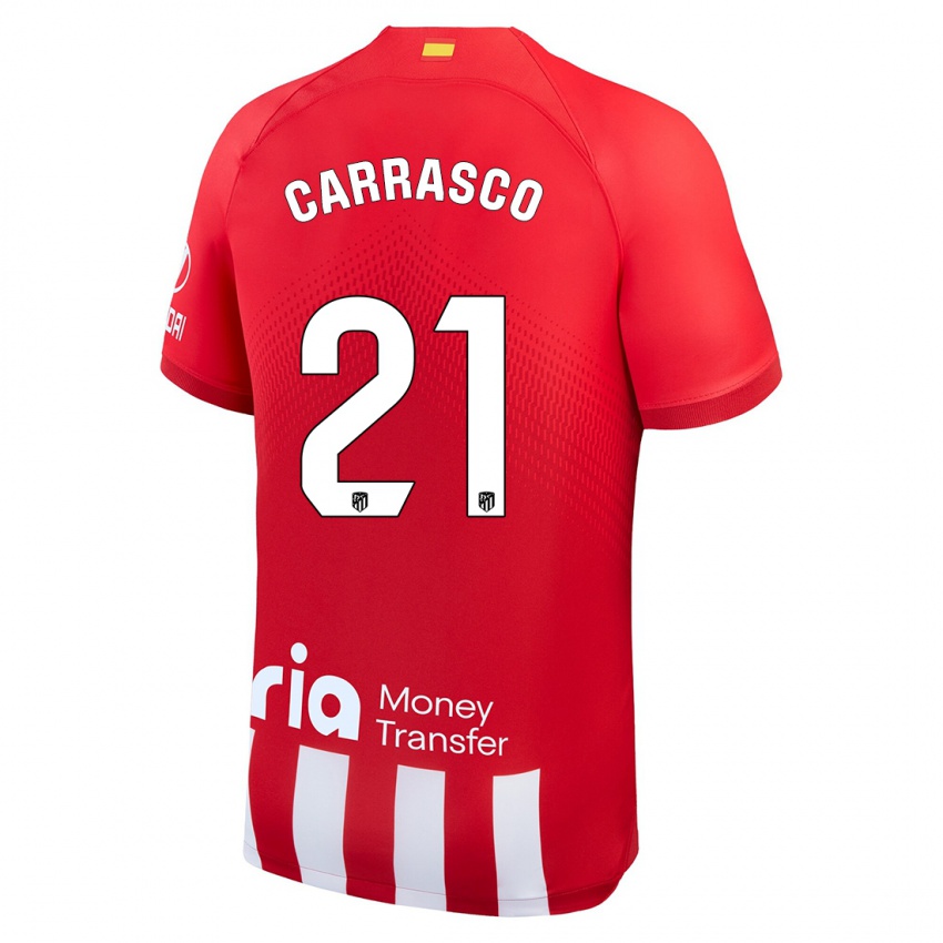 Niño Camiseta Yannick Carrasco #21 Rojo Blanco 1ª Equipación 2023/24 La Camisa Perú