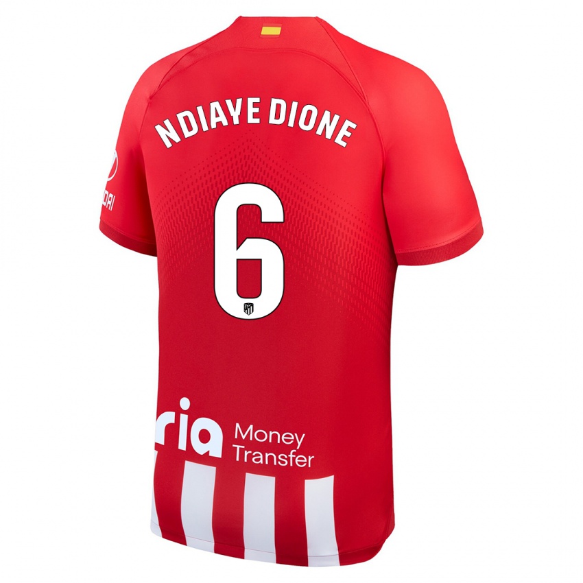 Niño Camiseta Assane Ndiaye Dione #6 Rojo Blanco 1ª Equipación 2023/24 La Camisa Perú