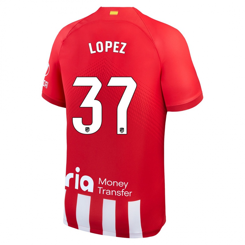 Niño Camiseta Alex Lopez #37 Rojo Blanco 1ª Equipación 2023/24 La Camisa Perú