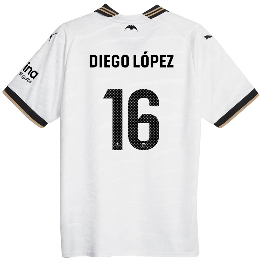 Niño Camiseta Diego Lopez #16 Blanco 1ª Equipación 2023/24 La Camisa Perú