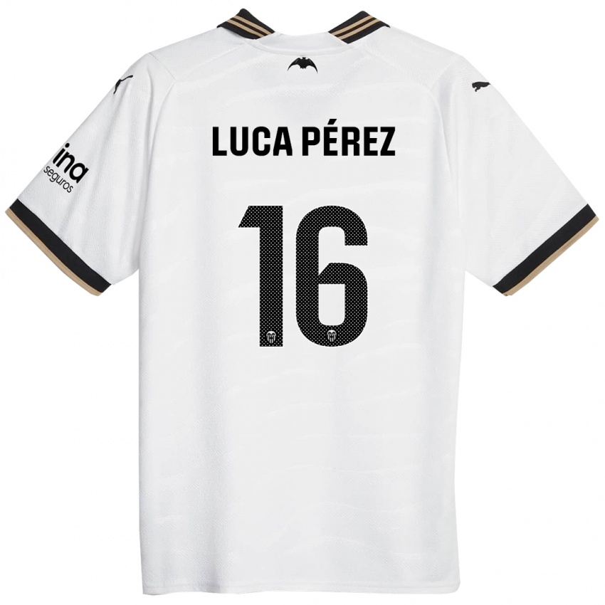 Niño Camiseta Simón Luca Pérez #16 Blanco 1ª Equipación 2023/24 La Camisa Perú