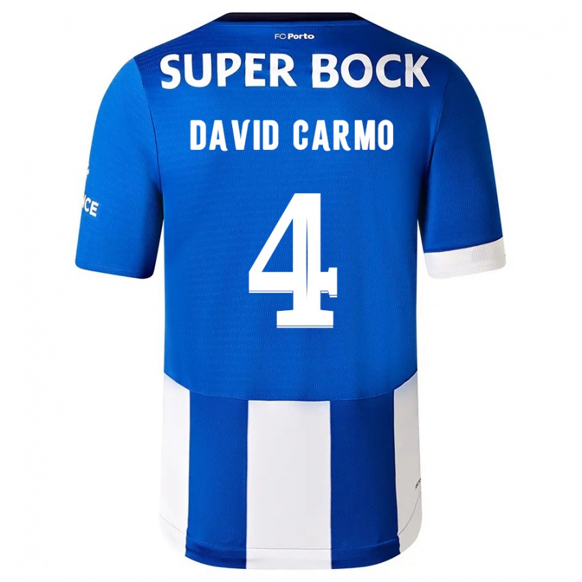 Niño Camiseta David Carmo #4 Azul Blanco 1ª Equipación 2023/24 La Camisa Perú