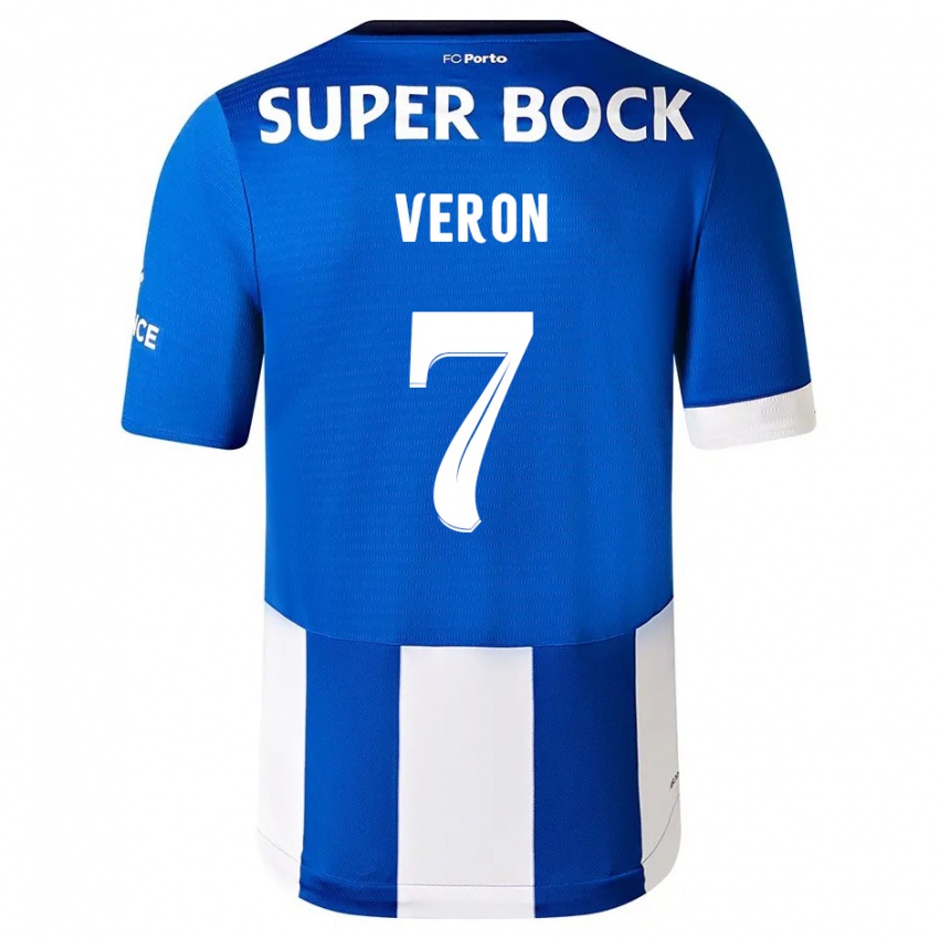 Niño Camiseta Gabriel Veron #7 Azul Blanco 1ª Equipación 2023/24 La Camisa Perú