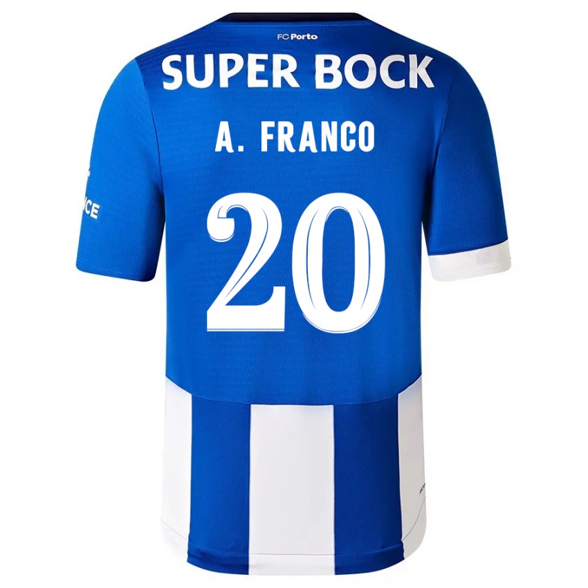 Niño Camiseta Andre Franco #20 Azul Blanco 1ª Equipación 2023/24 La Camisa Perú