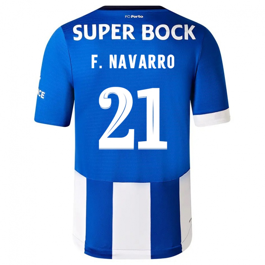 Niño Camiseta Fran Navarro #21 Azul Blanco 1ª Equipación 2023/24 La Camisa Perú