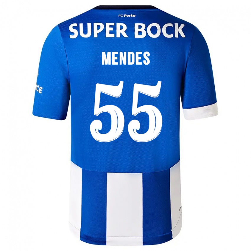 Niño Camiseta Joao Mendes #55 Azul Blanco 1ª Equipación 2023/24 La Camisa Perú