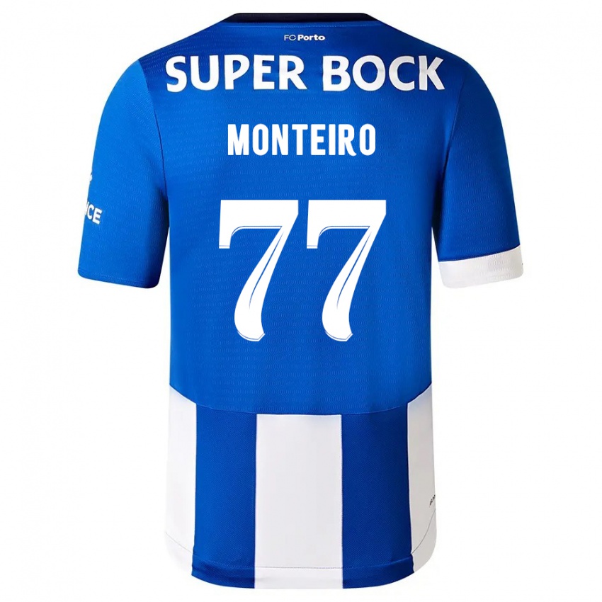 Niño Camiseta Rui Monteiro #77 Azul Blanco 1ª Equipación 2023/24 La Camisa Perú