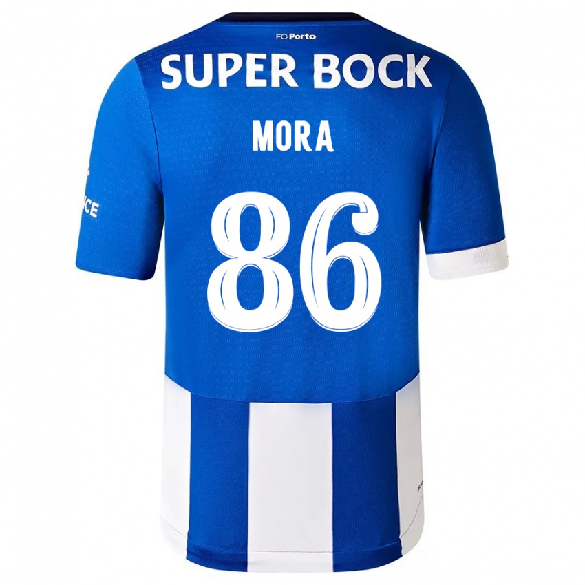 Niño Camiseta Rodrigo Mora #86 Azul Blanco 1ª Equipación 2023/24 La Camisa Perú