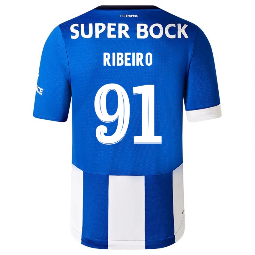 Niño Camiseta Gonçalo Ribeiro #91 Azul Blanco 1ª Equipación 2023/24 La Camisa Perú