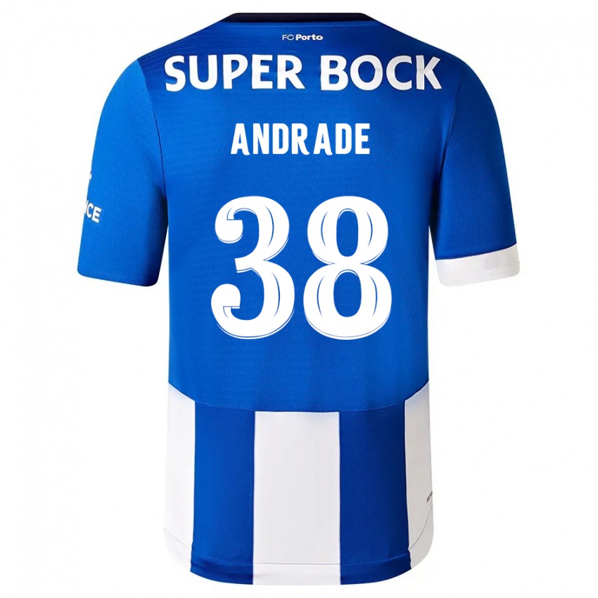 Niño Camiseta Fernando Andrade #38 Azul Blanco 1ª Equipación 2023/24 La Camisa Perú