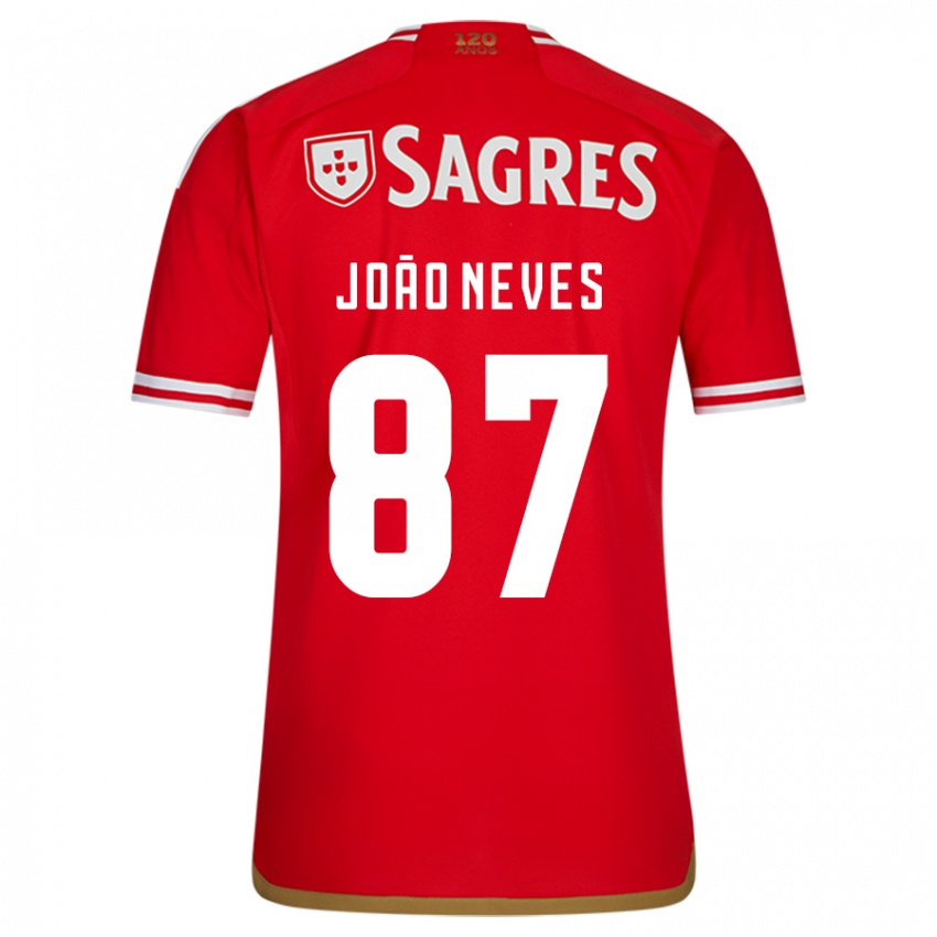 Niño Camiseta João Neves #87 Rojo 1ª Equipación 2023/24 La Camisa Perú