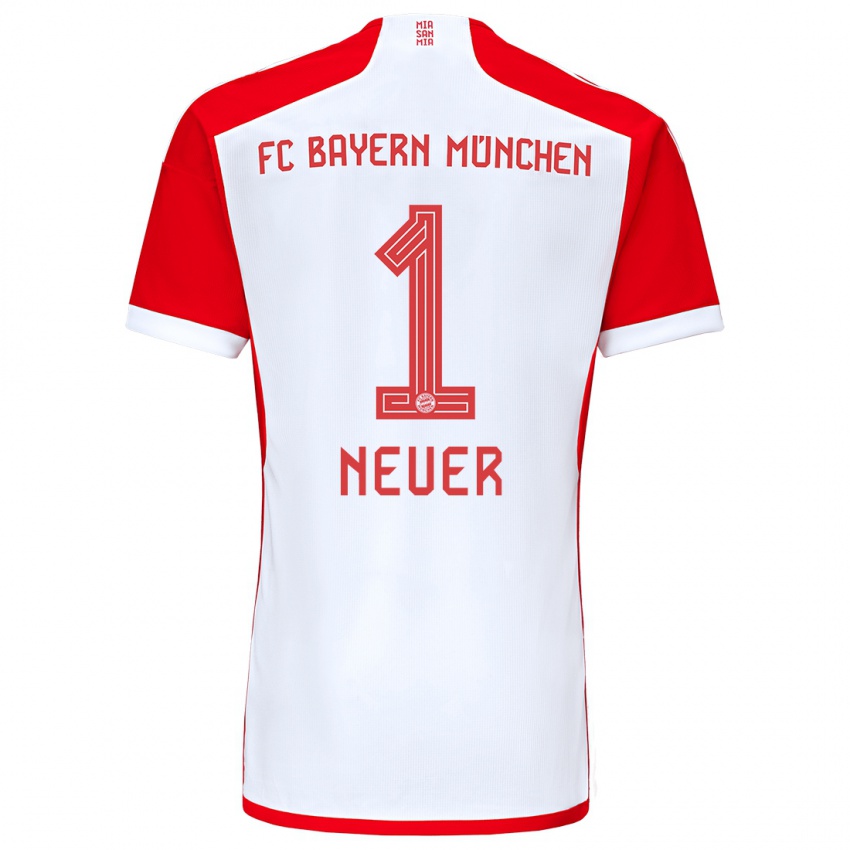 Niño Camiseta Manuel Neuer #1 Rojo Blanco 1ª Equipación 2023/24 La Camisa Perú