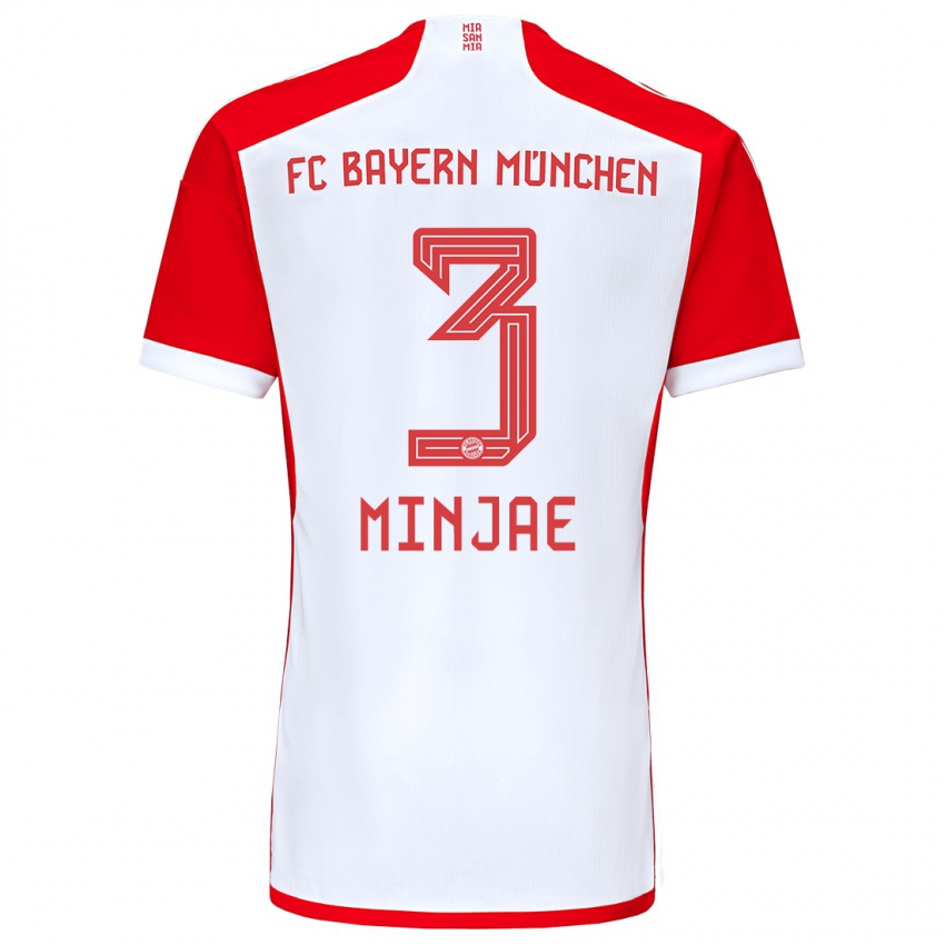 Niño Camiseta Min-Jae Kim #3 Rojo Blanco 1ª Equipación 2023/24 La Camisa Perú