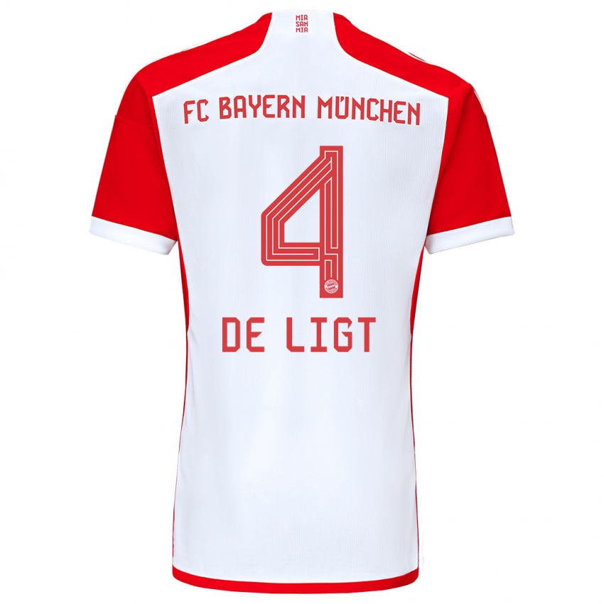 Niño Camiseta Matthijs De Ligt #4 Rojo Blanco 1ª Equipación 2023/24 La Camisa Perú