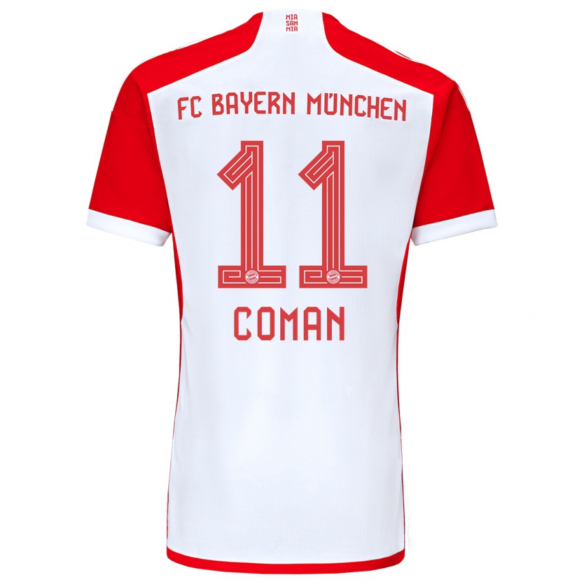 Niño Camiseta Kingsley Coman #11 Rojo Blanco 1ª Equipación 2023/24 La Camisa Perú