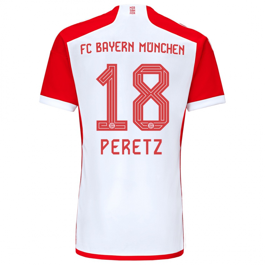 Niño Camiseta Daniel Peretz #18 Rojo Blanco 1ª Equipación 2023/24 La Camisa Perú