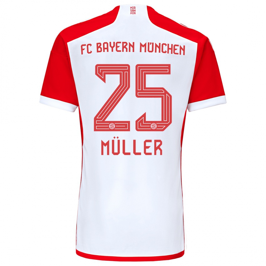 Niño Camiseta Thomas Muller #25 Rojo Blanco 1ª Equipación 2023/24 La Camisa Perú