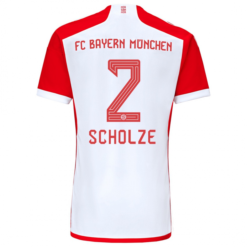 Niño Camiseta Max Scholze #2 Rojo Blanco 1ª Equipación 2023/24 La Camisa Perú