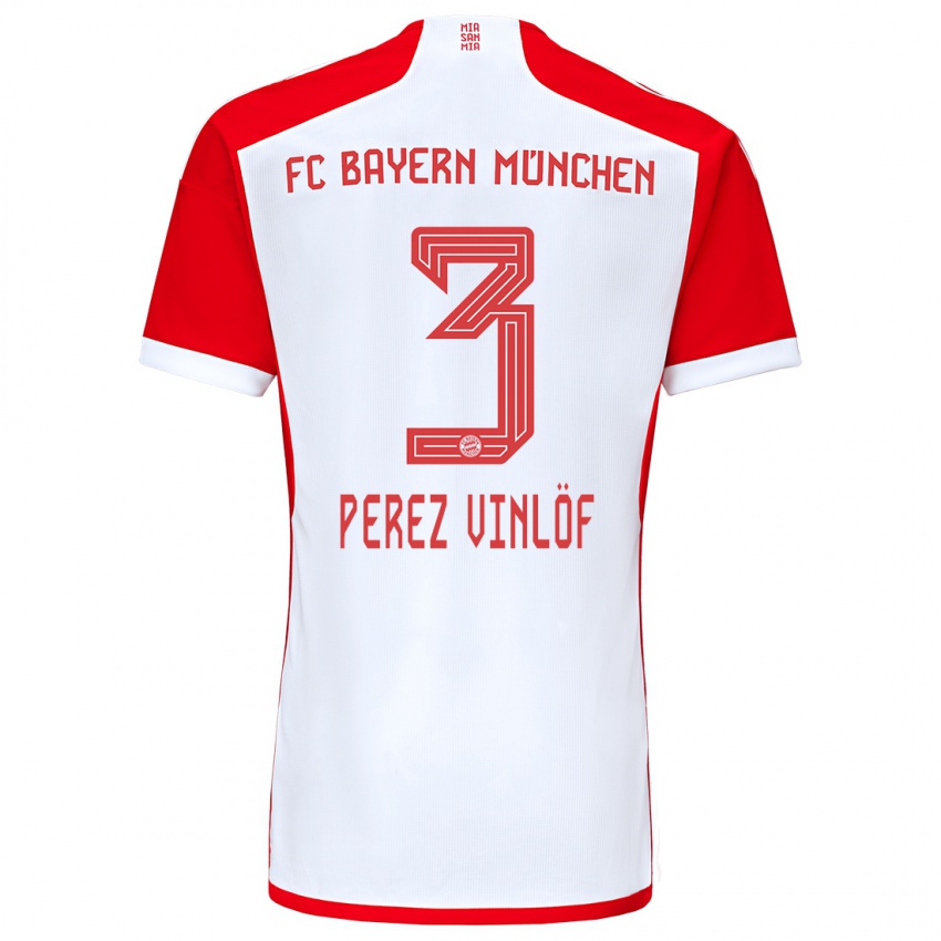 Niño Camiseta Matteo Perez Vinlöf #3 Rojo Blanco 1ª Equipación 2023/24 La Camisa Perú