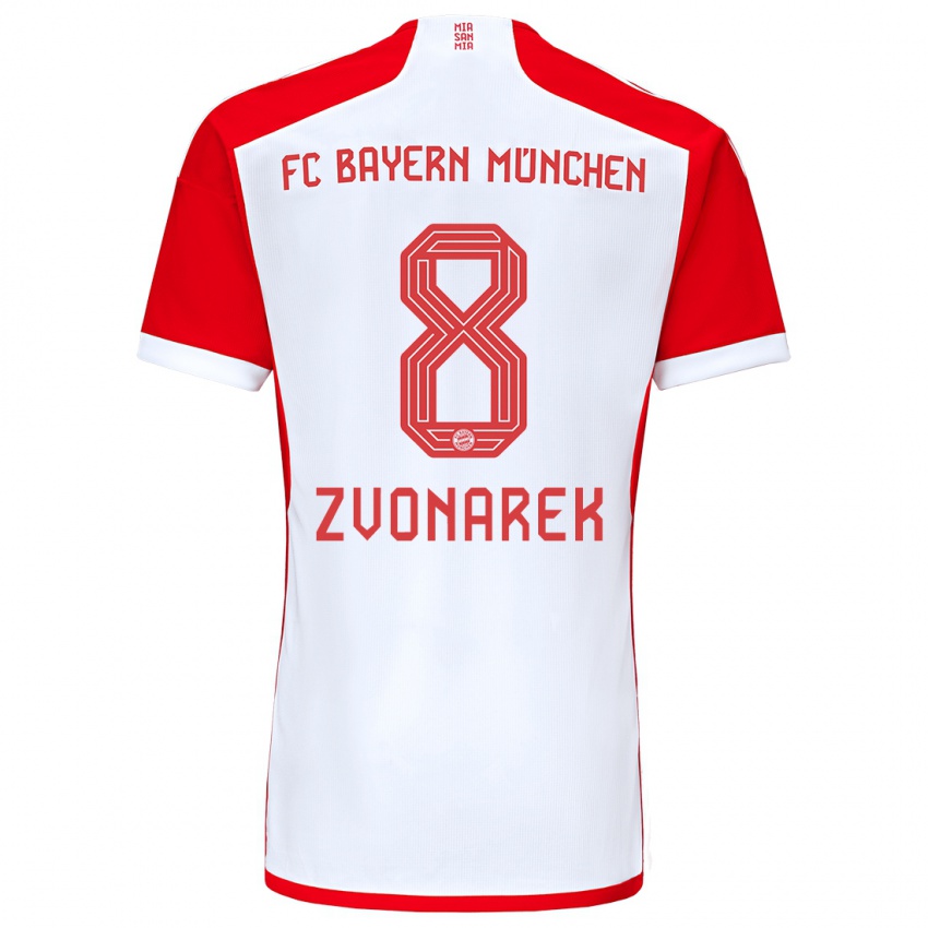 Niño Camiseta Lovro Zvonarek #8 Rojo Blanco 1ª Equipación 2023/24 La Camisa Perú