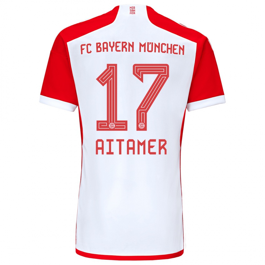 Niño Camiseta Younes Aitamer #17 Rojo Blanco 1ª Equipación 2023/24 La Camisa Perú