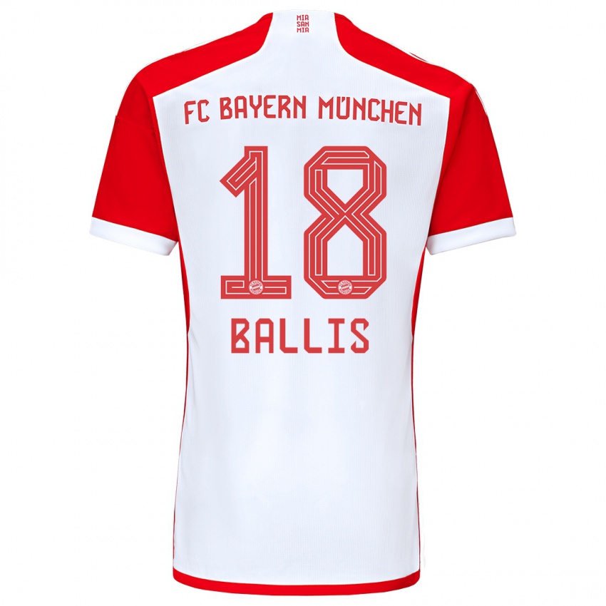 Niño Camiseta Benjamin Ballis #18 Rojo Blanco 1ª Equipación 2023/24 La Camisa Perú