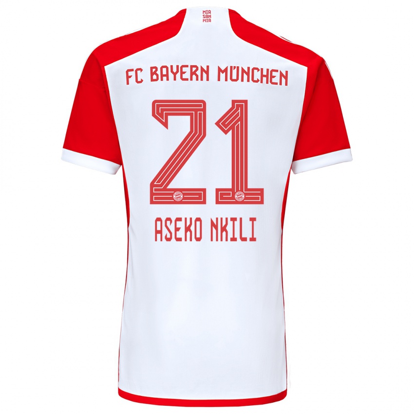 Niño Camiseta Noel Aseko Nkili #21 Rojo Blanco 1ª Equipación 2023/24 La Camisa Perú