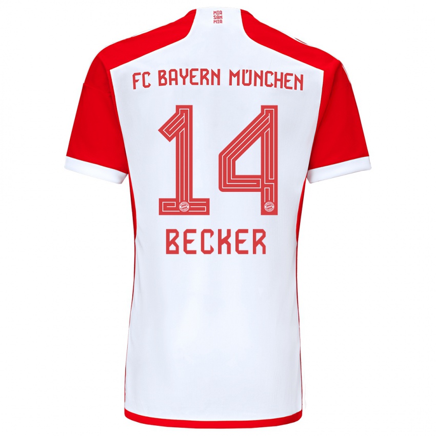 Niño Camiseta Lennard Becker #14 Rojo Blanco 1ª Equipación 2023/24 La Camisa Perú