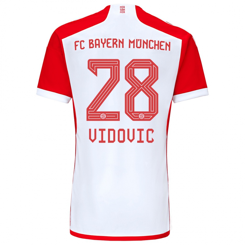 Niño Camiseta Gabriel Vidovic #28 Rojo Blanco 1ª Equipación 2023/24 La Camisa Perú