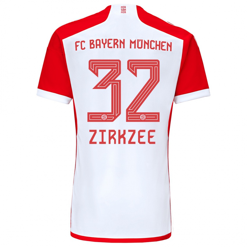 Niño Camiseta Joshua Zirkzee #32 Rojo Blanco 1ª Equipación 2023/24 La Camisa Perú