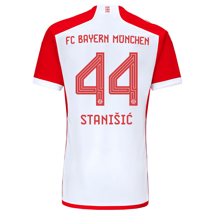 Niño Camiseta Josip Stanisic #44 Rojo Blanco 1ª Equipación 2023/24 La Camisa Perú